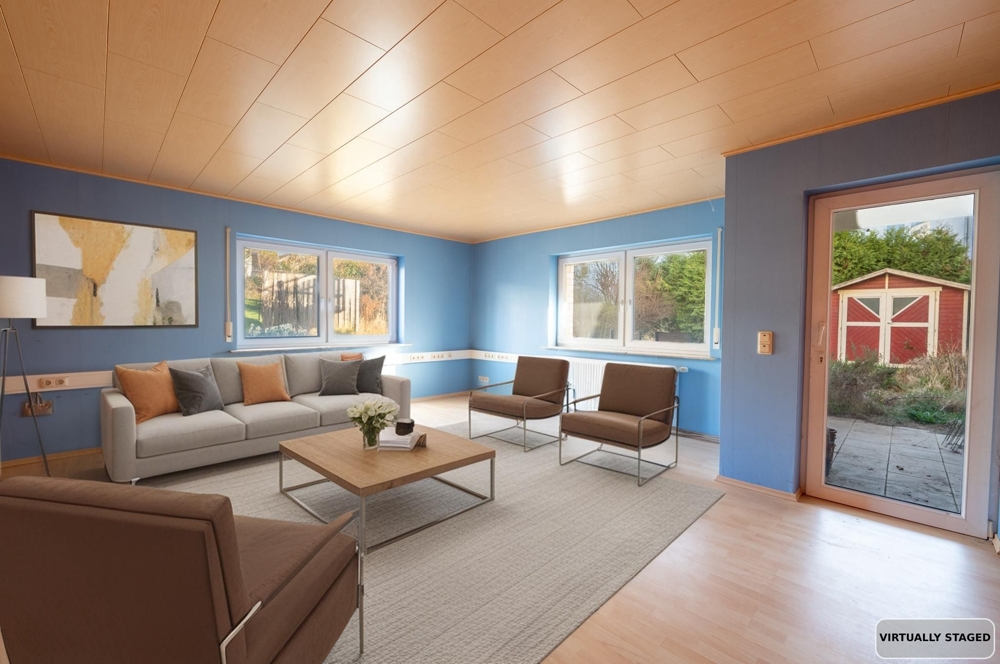 Gestaltungsvorschlag Hobbyraum im Kellergeschoss (KI-Generiert)